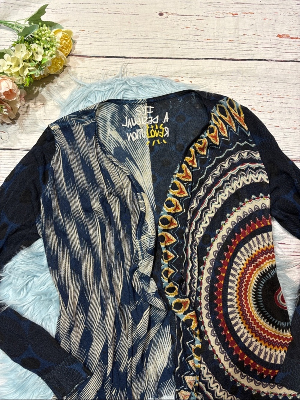 Desigual Tiana Wearable Art Lightweight Cardigan Open Front Mandala Print - Picture 7 of 9